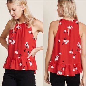 JOIE Ayame silk floral top - S - red flower oversized flowy sleeveless blouse